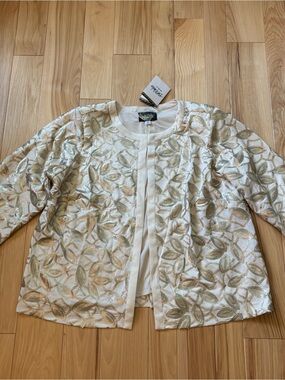 NEW Bob Mackie Wearable Art Sequin Leaf Pattern Jacket